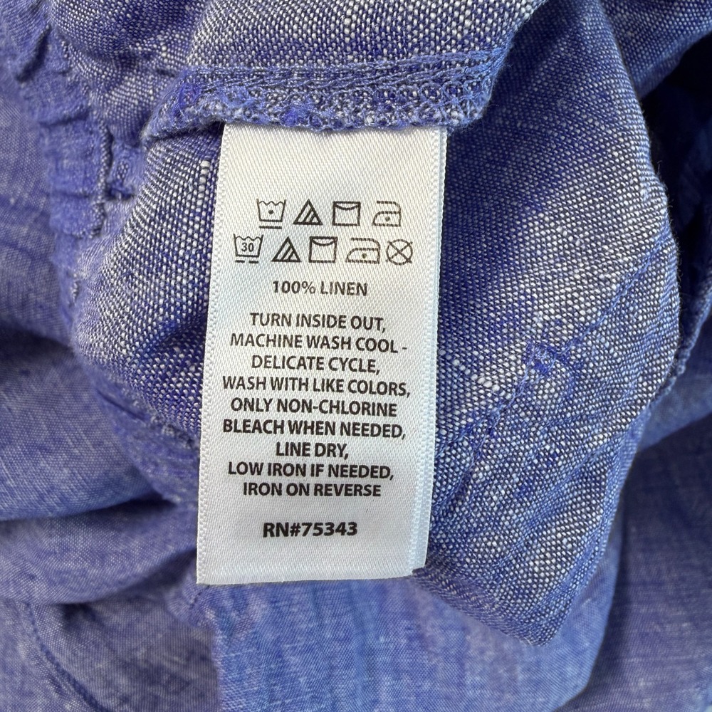 Cynthia Rowley Linen Wide Leg Crop Pants Sz M Blue Coastal Lux Casual Minimalist - Picture 8 of 8